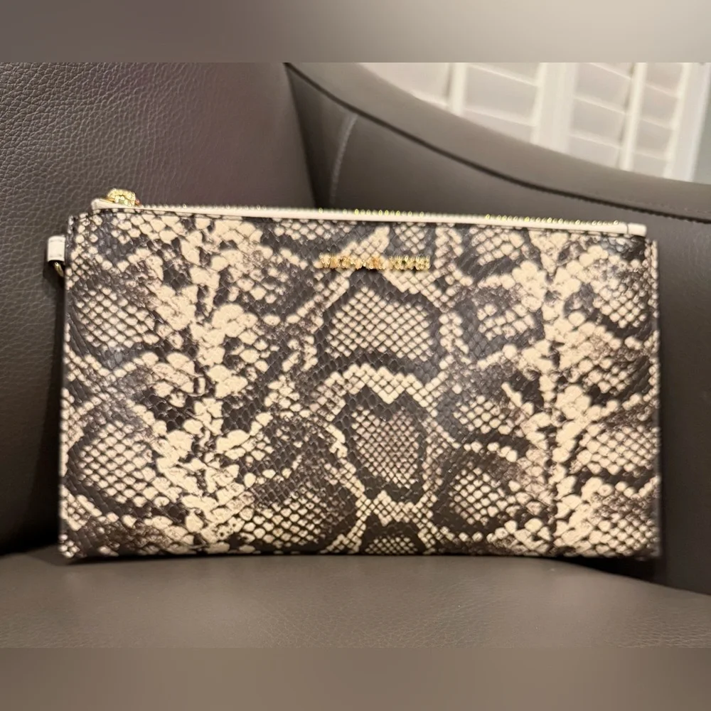 Michael‎ Kors Black and Cream Snake Embossed Clutch